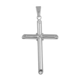 Sterling Silver Rhodium Plated Large Rope Hollow Cross Pendant