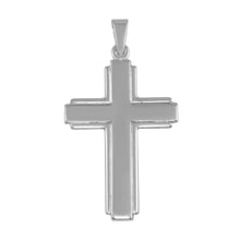 Load image into Gallery viewer, Sterling Silver Rhodium Plated Large Flat Cross Pendant