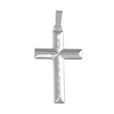 Sterling Silver Rhodium Plated Flat Cross Pendant