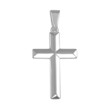 Load image into Gallery viewer, Sterling Silver Rhodium Plated Flat Cross Pendant