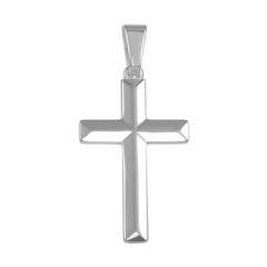 Sterling Silver Rhodium Plated Flat Cross Pendant