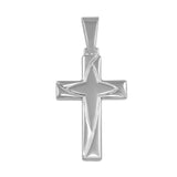 Sterling Silver Rhodium Plated Engraved Cross Pendant