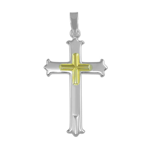 Sterling Silver Two Tone Cross Pendant