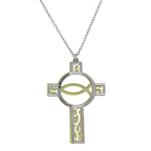 Load image into Gallery viewer, Sterling Silver Two Tone Hold and Rhodium Plated Cross Pendant���������Necklace