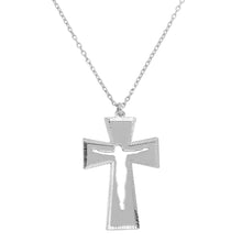 Load image into Gallery viewer, Sterling Silver Double Cross Pendant Necklace