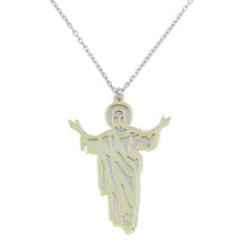 Load image into Gallery viewer, Sterling Silver Two Tone Gold and Rhodium Plated Jesus Pendant Necklace