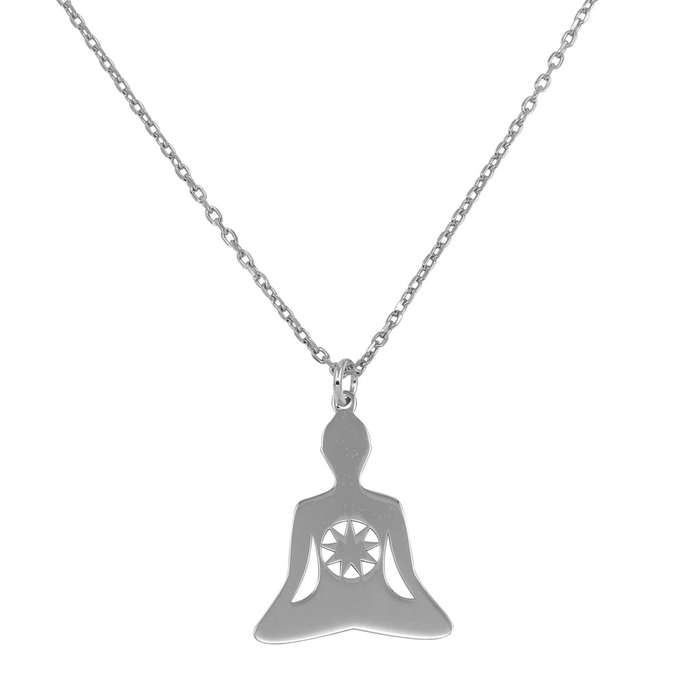 Sterling Silver Rhodium Plated Chakra Symbol Necklace