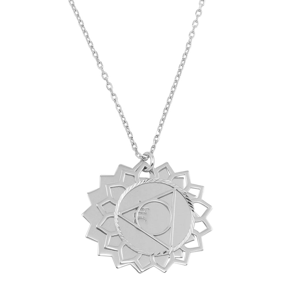 Sterling Silver Rhodium Plated Manipura Chakra Symbol Necklace