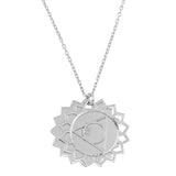 Sterling Silver Rhodium Plated Manipura Chakra Symbol Necklace