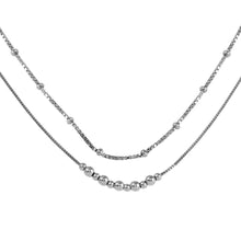 Load image into Gallery viewer, Sterling Silver Rhodium Plated Double Chain Bead Necklace