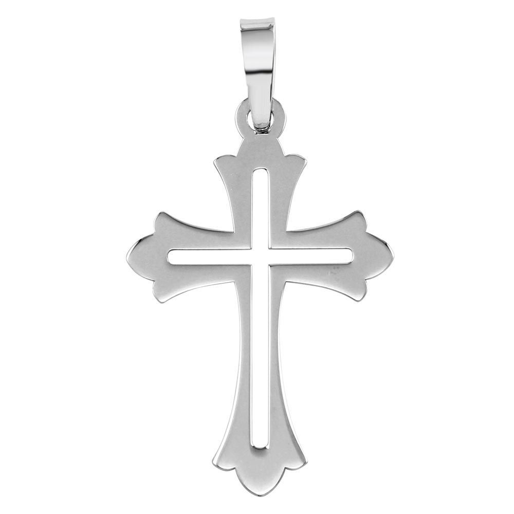Sterling Silver Rhodium Plated Open Cross Pendant