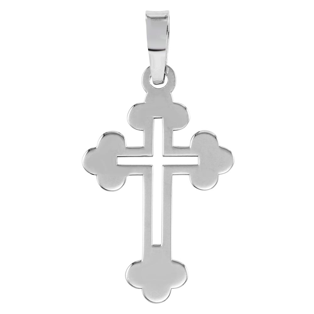 Sterling Silver Rhodium Plated Open Cross Pendant