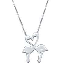 Load image into Gallery viewer, Sterling Silver Rhodium Plated Flat Flamingo Pendant Necklace
