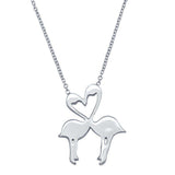 Sterling Silver Rhodium Plated Flat Flamingo Pendant Necklace