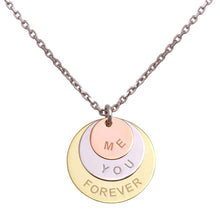 Load image into Gallery viewer, Sterling Silver Rhodium Plated Engraved &quot;Me You Forever&quot; Disc Pendant Necklace