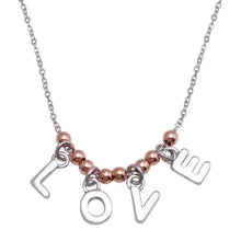 Load image into Gallery viewer, Sterling Silver Rhodium And Rose Gold Plated &quot;Love&quot; Necklace