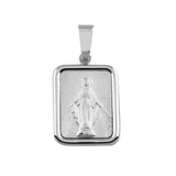 Sterling Silver Square Mary Medallion Pendant
