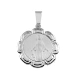 Sterling Silver Round Mary Medallion Pendant