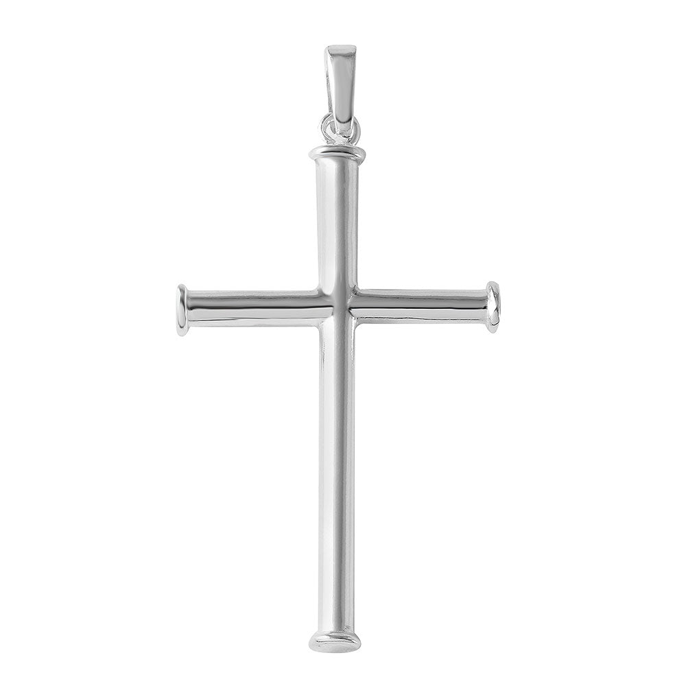 Sterling Silver High Polished Cross Pendant with Border