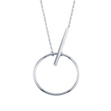 Sterling Silver Rhodium Plated Circle Bar Necklace