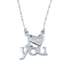 Load image into Gallery viewer, Sterling Silver Rhodium Plated CZ I Heart You Necklaces