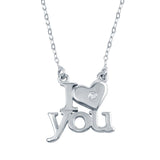 Sterling Silver Rhodium Plated CZ I Heart You Necklaces