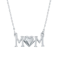 Load image into Gallery viewer, Sterling Silver Rhodium Plated CZ MOM Necklace