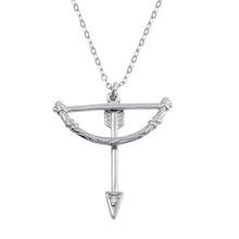 Load image into Gallery viewer, Sterling Silver Rhodium Plated Bow and Arrow Charm Necklace