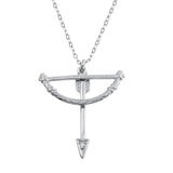 Sterling Silver Rhodium Plated Bow and Arrow Charm Necklace