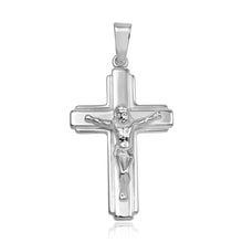 Load image into Gallery viewer, Sterling Silver High Polished Border Edge Crucifix Pendant