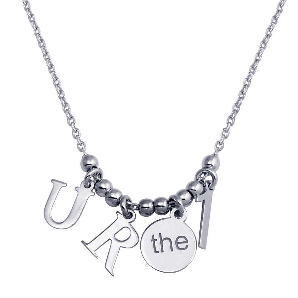 Sterling Silver Rhodium Plated "RU the 1 Charm Necklace