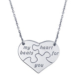 Sterling Silver Rhodium Plated Puzzle Heart Necklace