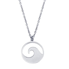 Load image into Gallery viewer, Sterling Silver Rhodium Disc Wave Design Necklace