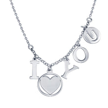 Load image into Gallery viewer, Sterling Silver Rhodium I Heart You Charm Necklace