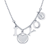 Sterling Silver Rhodium I Heart You Charm Necklace