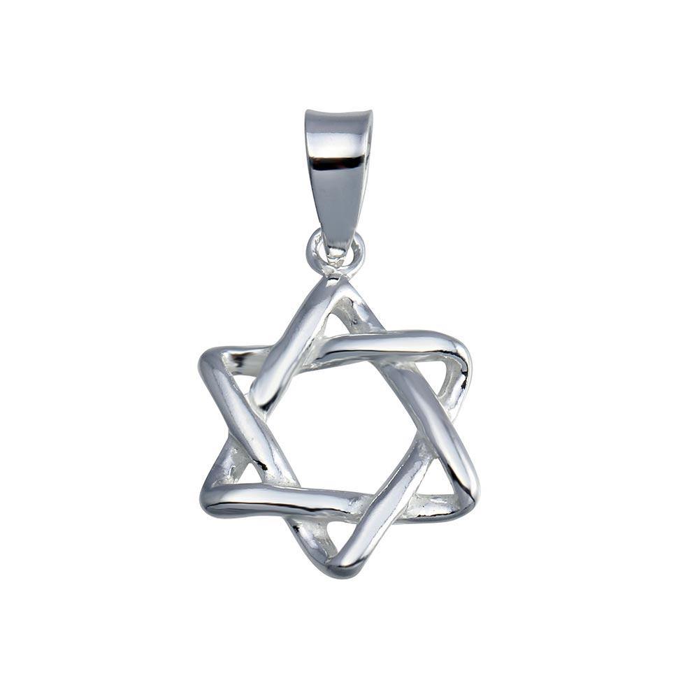 Sterling Silver Finish High Polished Star of David Charm - silverdepot