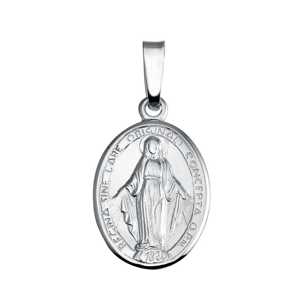 Sterling Silver High Polished Mary Medallion Charm - silverdepot