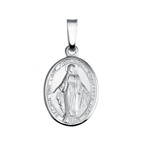 Sterling Silver High Polished Mary Medallion 14.1mm x 22.6mm Charm