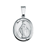 Sterling Silver High Polished Mary Medallion Pendant