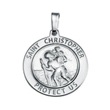 Sterling Silver Finish High Polished St. Christopher Medallion Charm