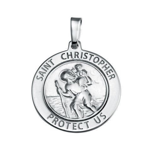 Sterling Silver Finish High Polished St. Christopher Medallion 22.7mm x 25.2mm Charm