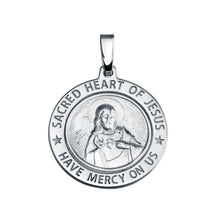 Load image into Gallery viewer, Sterling Silver Finish High Polished Sacred Heart Of Jesus Medallion Charm - silverdepot