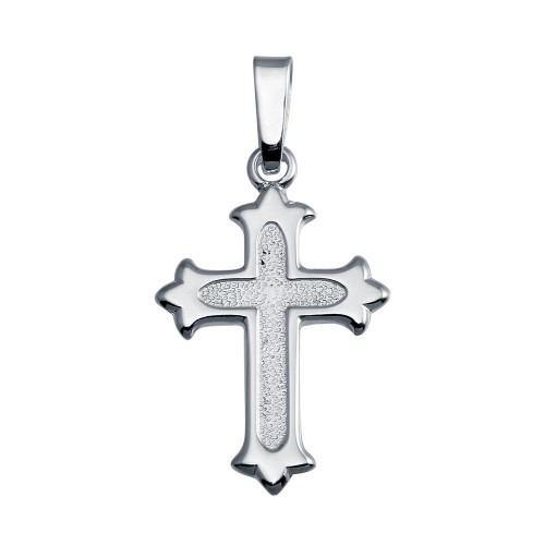 Sterling Silver Finish High Polished Floury Cross Pendant - silverdepot