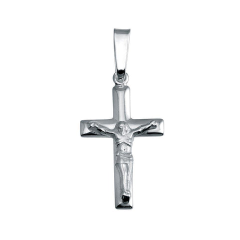 Sterling Silver Finish High Polished Crucifix Pendant