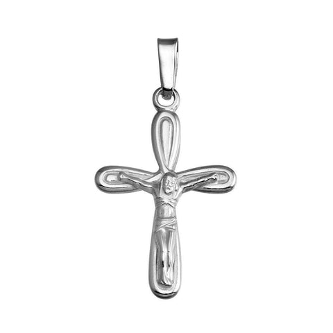 Sterling Silver Finish High Polished Infinite Crucifix Pendant