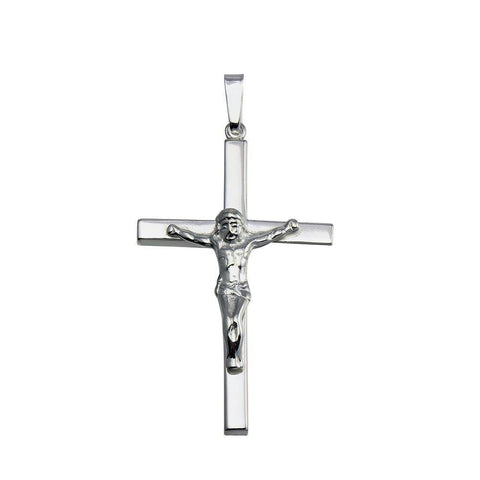 Sterling Silver Finish High Polished Crucifix Pendant