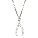 Sterling Silver Rhodium Plated Wishbone Pendant Necklace