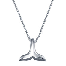 Load image into Gallery viewer, Sterling Silver Rhodium Plated Whale Tail Pendant Necklace - silverdepot