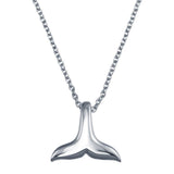 Sterling Silver Rhodium Plated Whale Tail Pendant Necklace