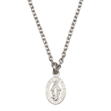 Load image into Gallery viewer, Sterling Silver Rhodium Plated Virgin Mary Medallion Pendant Necklace - silverdepot